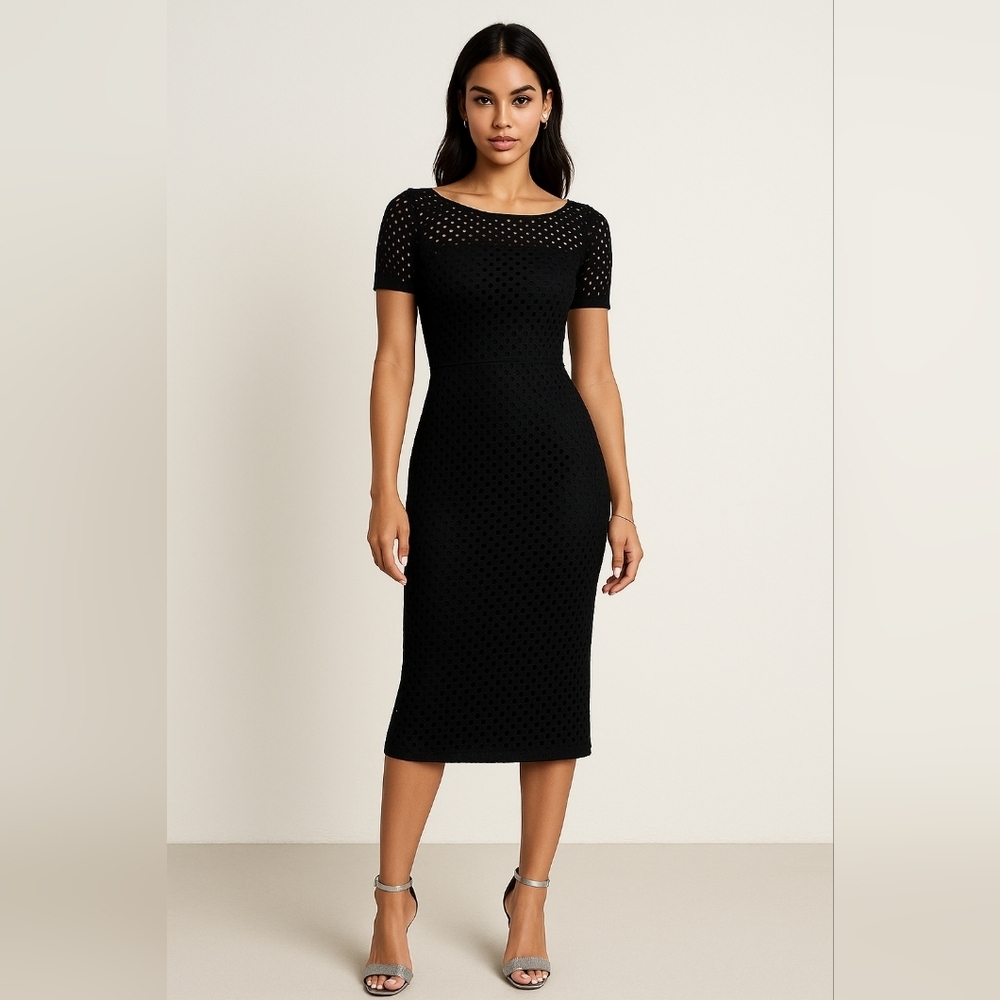 Bec & Bridge Into The Mystic Eyelet Lattice Dress Size 4 Bodycon Short Sleeve